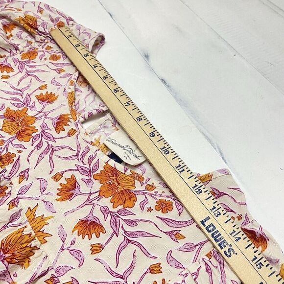 Universal Thread Blouse Womens XLarge Keyhole Neck Smocked Cuffs Floral Print - Picture 10 of 12